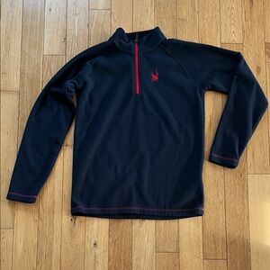 Spyder Black Red Fleece Pullover 1/2 Zip Base Layer ski snowboarding style merch